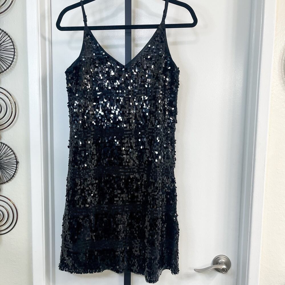 Little Black Sequined Mini Dress Y2K Cocktail Prom Glam Date Night - Size XS